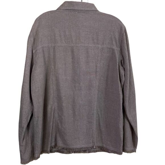 Chico's Design Linen Fringe Bottom Jacket Size 3 - Picture 5 of 7